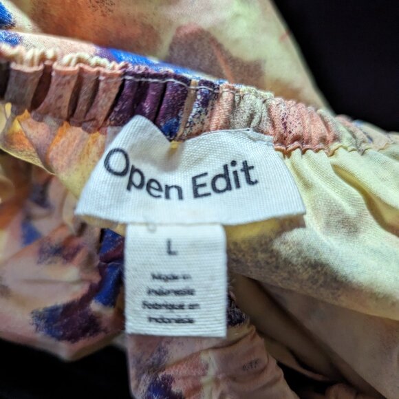 New Open Edit Cropped Wrap Puff Sleeve Wrap Top Multicolor Poplin L Nordstrom - Picture 6 of 6